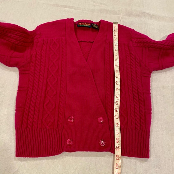 Vintage 80’s Jos. A. Bank fuchsia 100% wool cardigan sweater - medium fit. - Picture 5 of 12